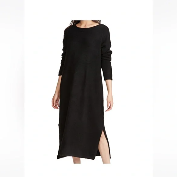 navy blue dress for baby girl Rihoas Contrasting Long Sleeve Sweater Mini Dress For Women, Black / M main image 1
